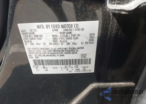 2013 Lincoln Mkx из США, поврежденный, VIN 2LMDJ6JK0DBL11286